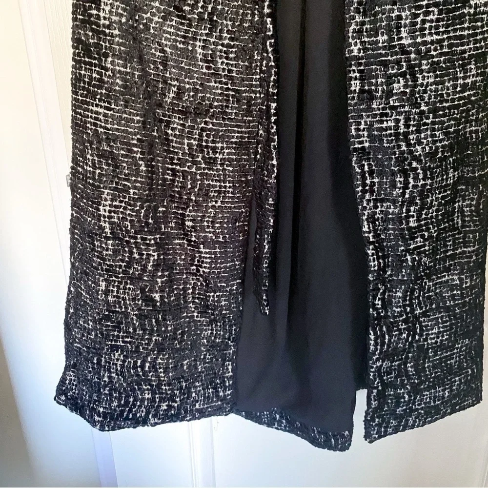 Cult Gaia Aya Matelassé Velvet Open-Back Coat Belted Long Black Size Small NWT - Picture 3 of 11